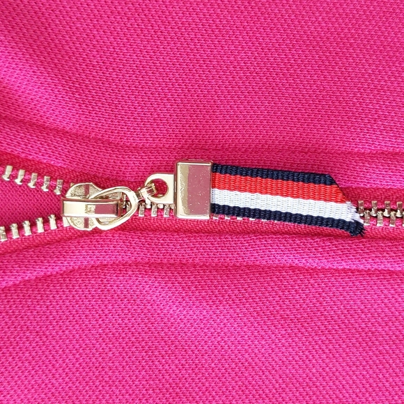 Tommy Hilfiger Quarter Zip Collared High Low Top M Pink - Picture 9 of 11